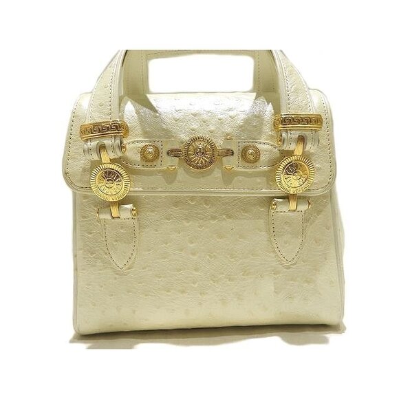 Versace Handbags - GIANNI VERSACE handbag retro White ostrich embossed leather tote